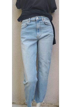 Kadın Mavi Zara Mom Jeans Denim Kot Orjinal Ithal Bayan Pantolon 8818829