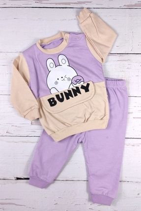 Bunny Desenli Esnek Alt Üst Bebek Takımı ADA8347-018