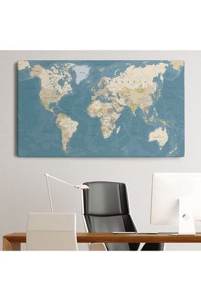 Dünya Haritası Dekoratif Kanvas Tablo 1040 ( Tek Parça )