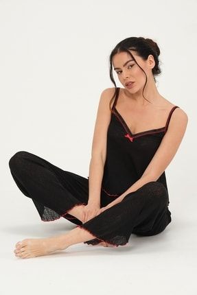 Kadın Ip Askılı Tül Pijama Takımı TLP8000-3