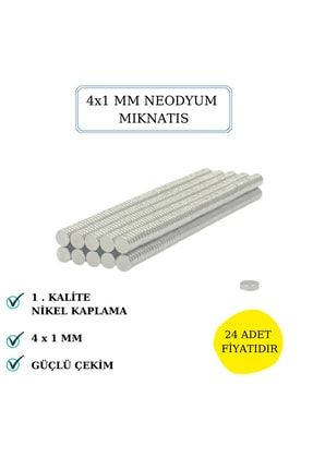 Neodyum Mıknatıs Nikel Kaplama 4 mm x1 mm 24 Adet dop12585541igo