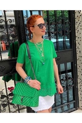 Kadın Dantel Detaylı Bluz Yeşil KADINBLUZQWWERT-YEŞİL