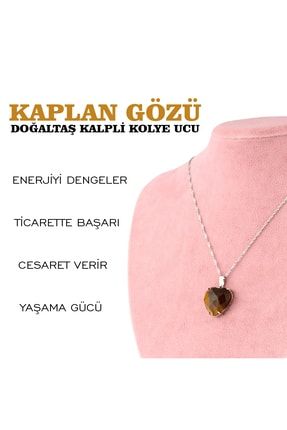 Sertifikalı Kaplan Gözü Doğaltaş Kalpli Kolye Ucu, Gümüş Zincirle Beraber M432 1ODTGKU63