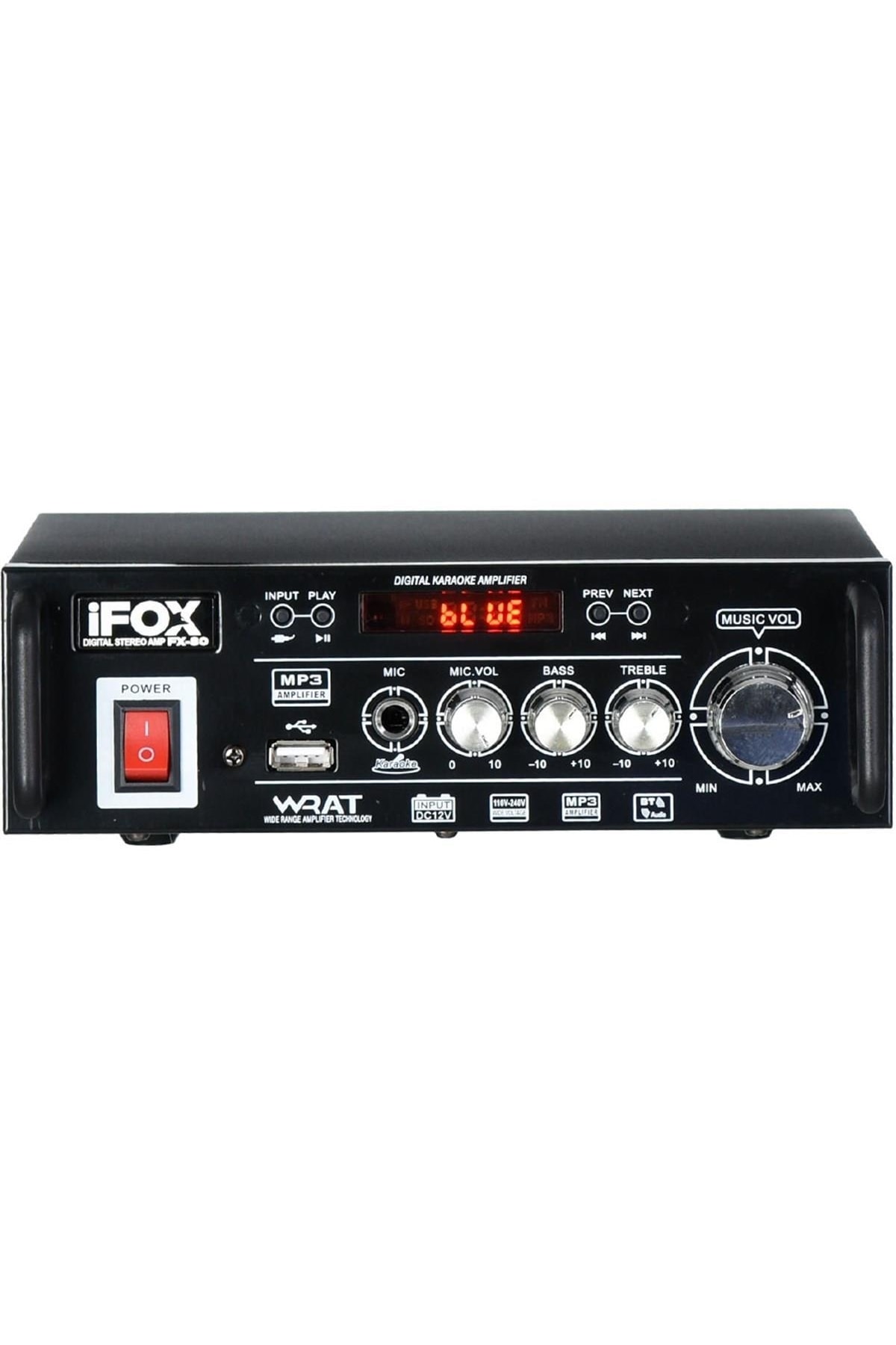 iFOX Fx-80 80w 4-16ohm 2 Mikrofon Girişi Usb/sd Mikser Anfi