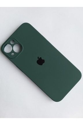 Iphone 13 Uyumlu Haki Yeşil Kamera Korumalı Lansman Içi Kadife Silikon Logolu Kılıf 13LogoluLansman