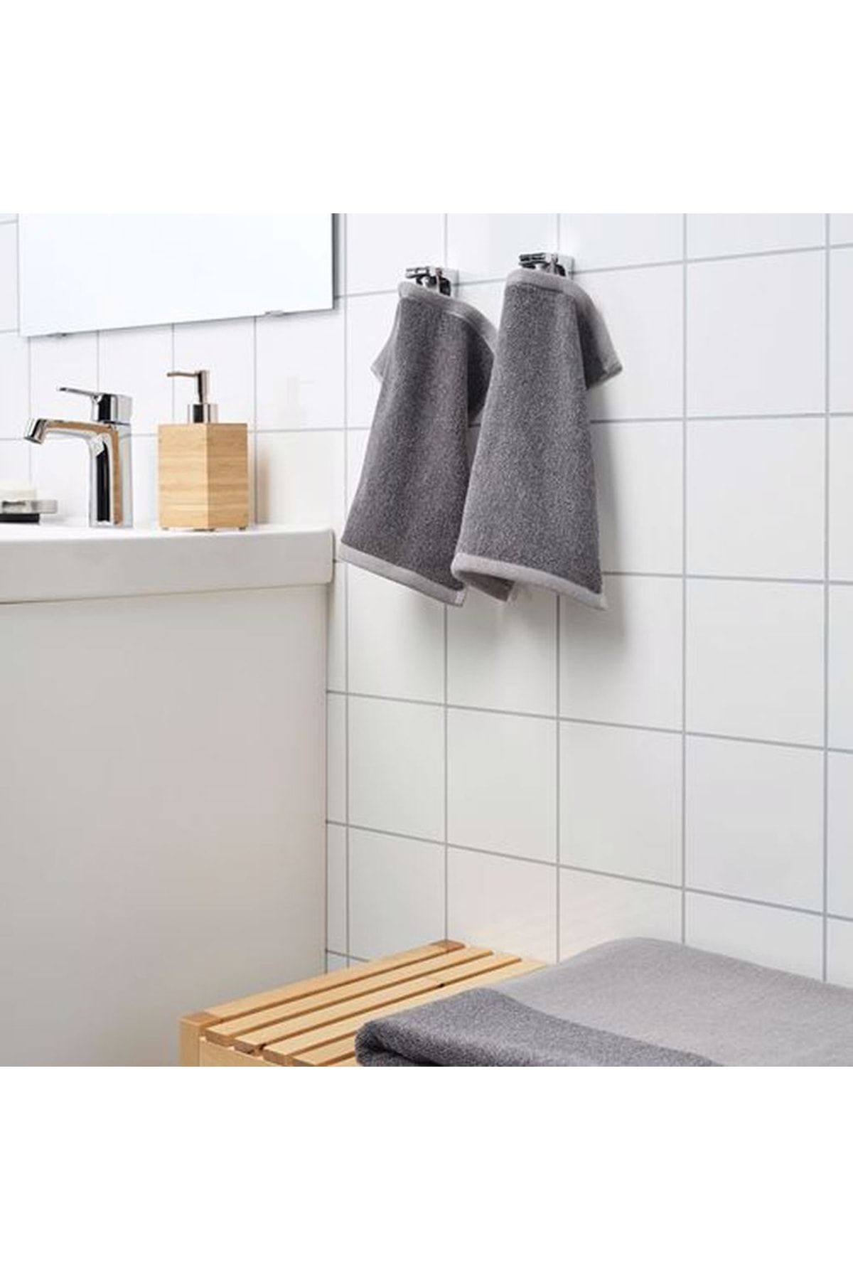 HIMLEÅN Hand towel, dark gray/mélange, 16x28 - IKEA