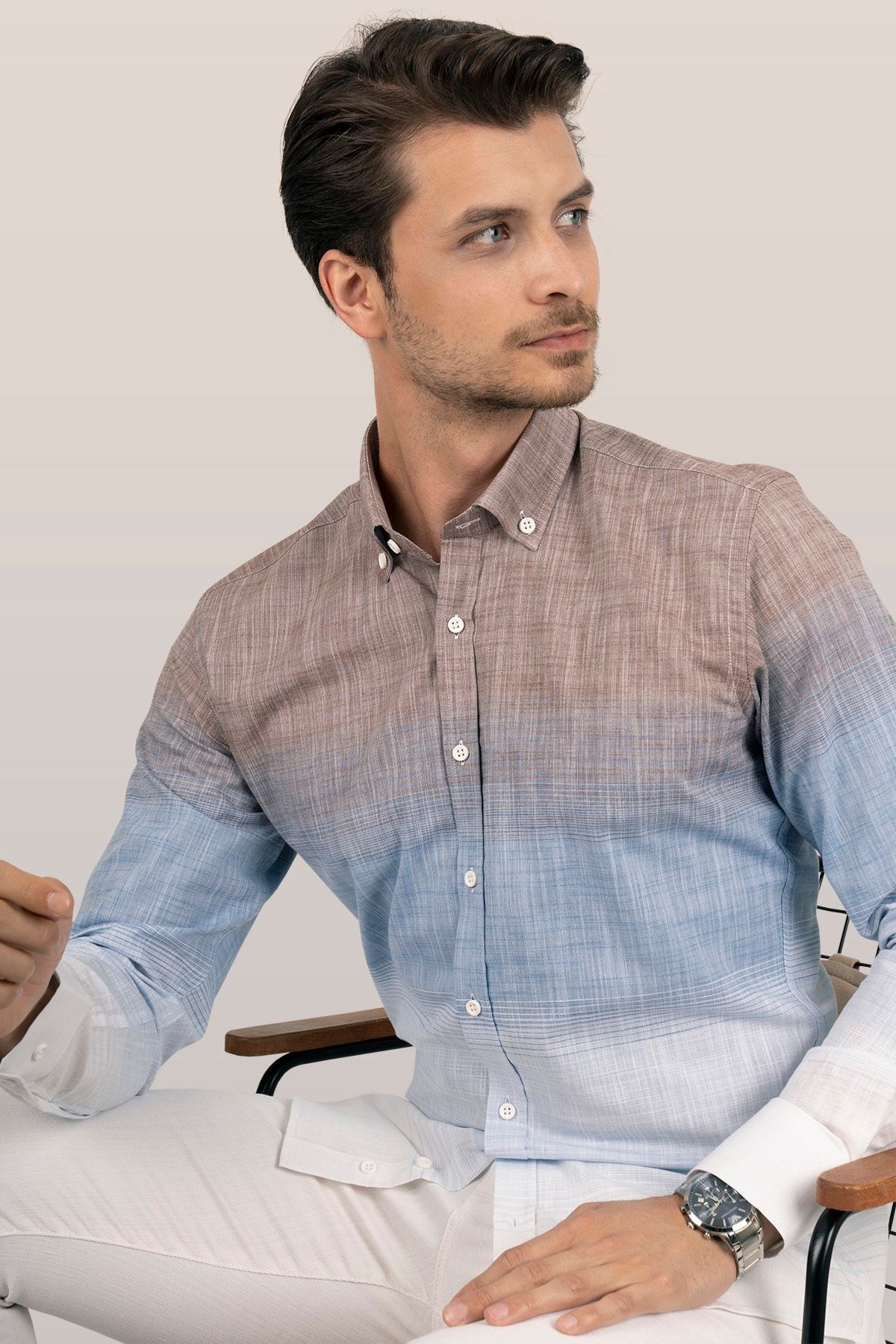 Etikmen Hemd Braun Slim Fit