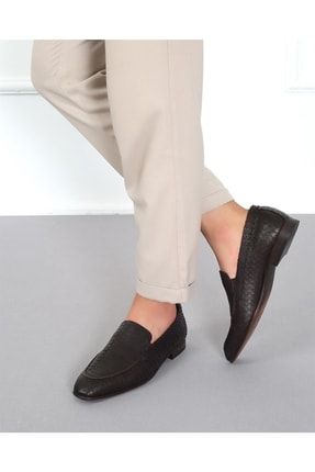 Hakiki Yılan Derisi Kabartmalı Kahverengi Klasik Erkek Ayakkabı 023-371 CSD023-371