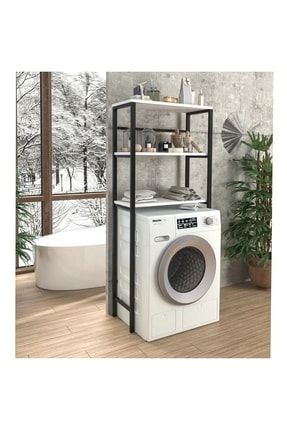 Çamaşır Makinesi Üstü Düzenleyici Raf Banyo Dolabı Rafı Makina Üstü Dolap Raf Beyaz NY365