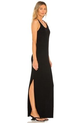 Kadın Siyah Pamuklu Süprem Uzun Askılı Sırt Dekolteli Elbise 7055 301 HSUDTELBISE