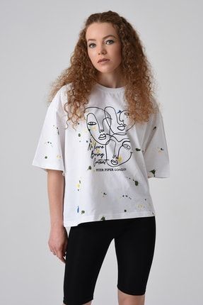 Kadın Baskılı Oversize T-shirt PPSSW2202