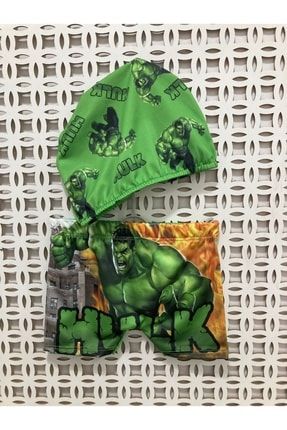 Erkek Çocuk Hulk Baskılı Mayo Bone 2'li Takım em-650