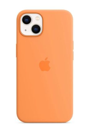 Iphone 13 Uyumlu Turuncu Lansman Içi Kadife Silikon Logolu Kılıf 13Logolu