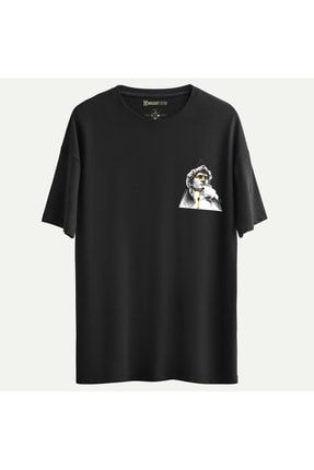David Baskılı Oversize Siyah T-shirt 482477