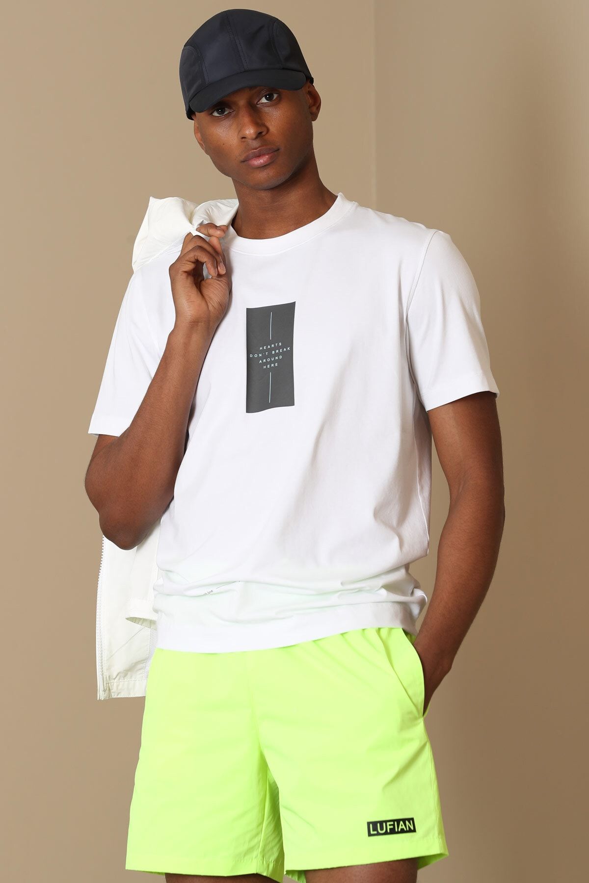 Lufian Savona Modern Grafik T- Shirt Beyaz