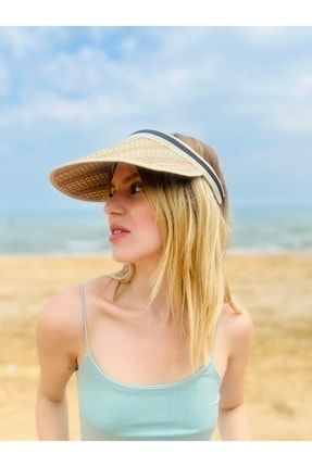 Ayarlanabilir Siperlikli Kadın Hasır Vizör Yazlık Plaj Şapkası C2141