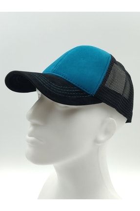 Unisex Turkuaz Yazlık Önü Süet Arkası Fileli Ayarlanabilir Tokalı Kasketli Beyzbol Kep Şapka 274
