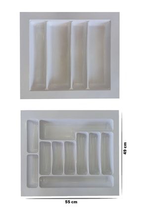 2'li Set Çekmece Içi Düzenleyici Kaşıklık Ve Kepçelik 55x49 Cm Kesilebilir Sert Plastik Beyaz 55x49 SET BEYAZ