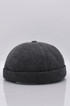 Kadın Hipster Katlamalı Cap Antrasit Docker Şapka KLH7202