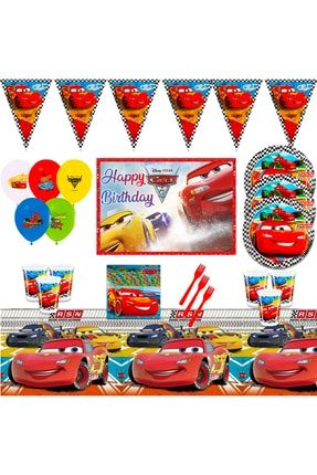 Şimşek Mcqueen Arabalar Afişli 32 Kişilik Doğum Günü Parti Malzemeleri Seti carslüx32