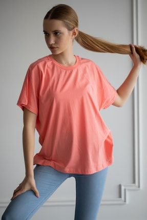 Ribana Yaka Oversize T-shirt - Şeftali 383-22Y13015