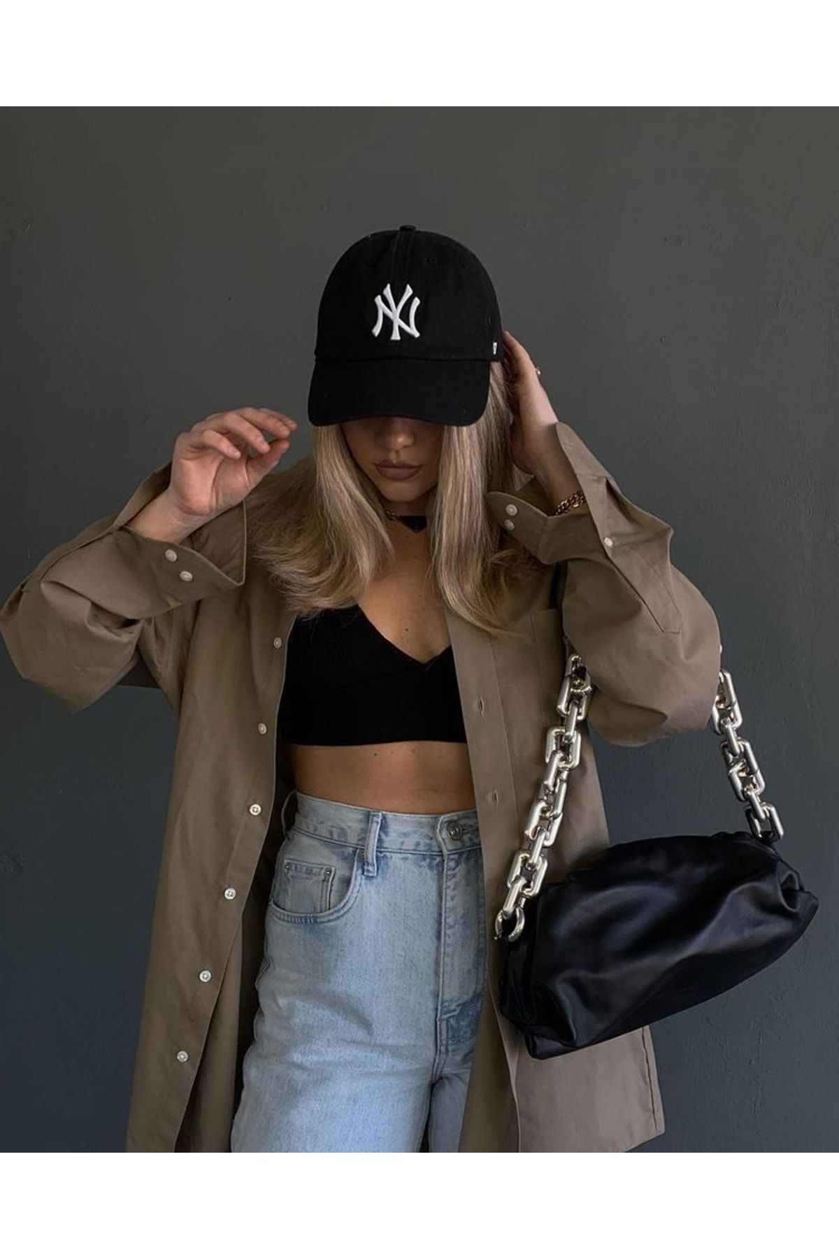 Unisex Beyzbol Ny Şapka Siyah - Beyaz