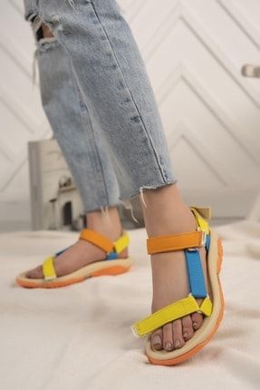 Sarı Turuncu Mavi Kadın Sandalet LBS-0000000501