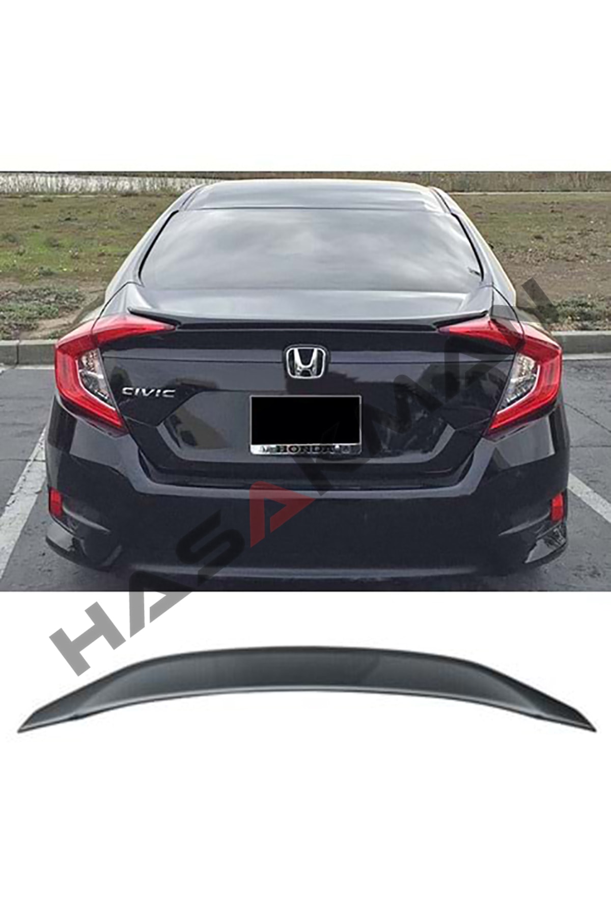 HasAkman Honda Civic Fc5 Bagaj Üstü Anatomik Spoiler V2 Boyalı 2016 2017 2018 2019 2020 2021 Ithal