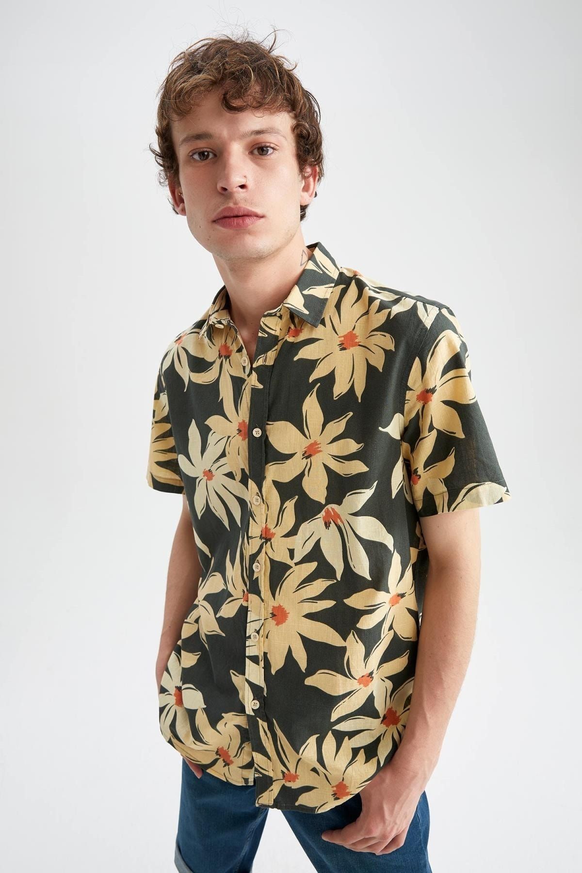 DeFacto Hemd Khaki Regular Fit