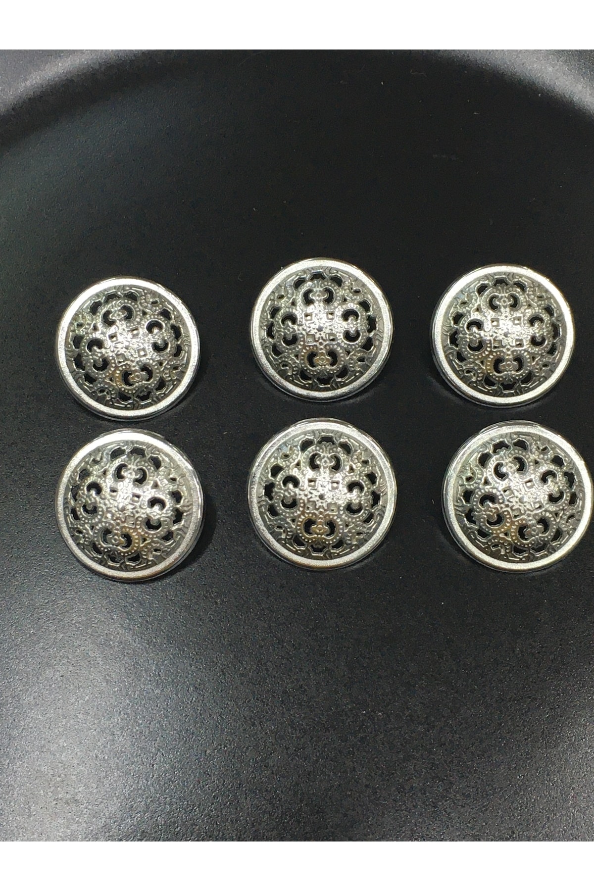 Trench Coat And Jacket Button Set 6 Pieces Silver
