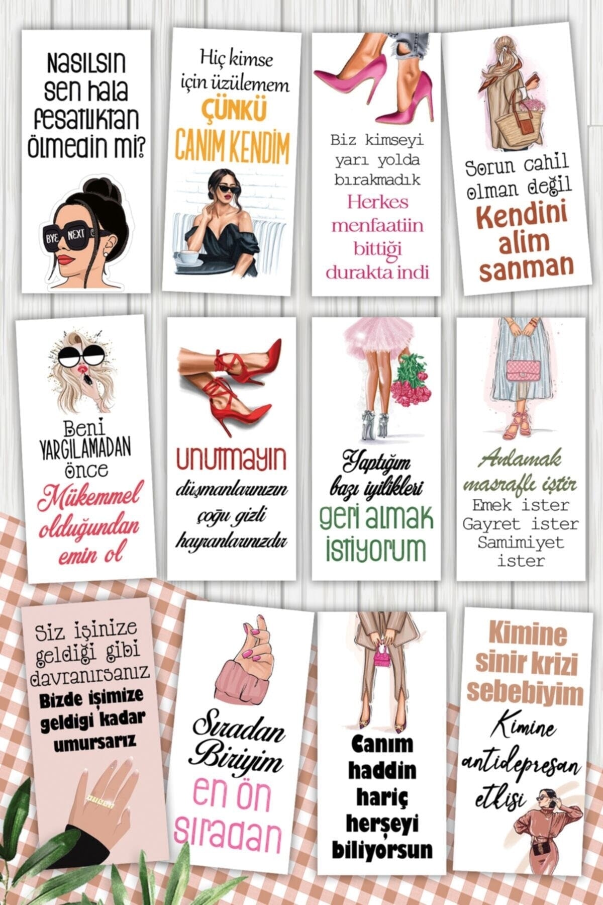 Genel Markalar Kahve Motto 12'li Sunum Kartları - Atarlı Sözler