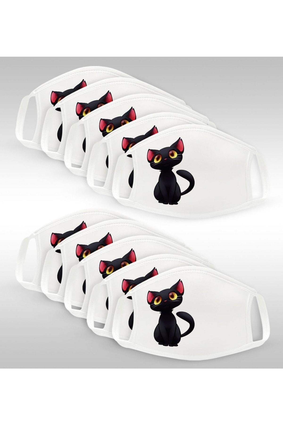 BK 10 Adet Yıkanabilir Beyaz Çocuk Maske-6