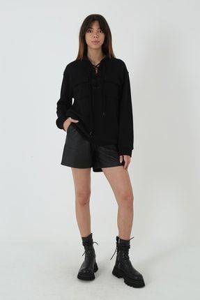 Siyah Kordonlu Sweatshirt CE-SW0001