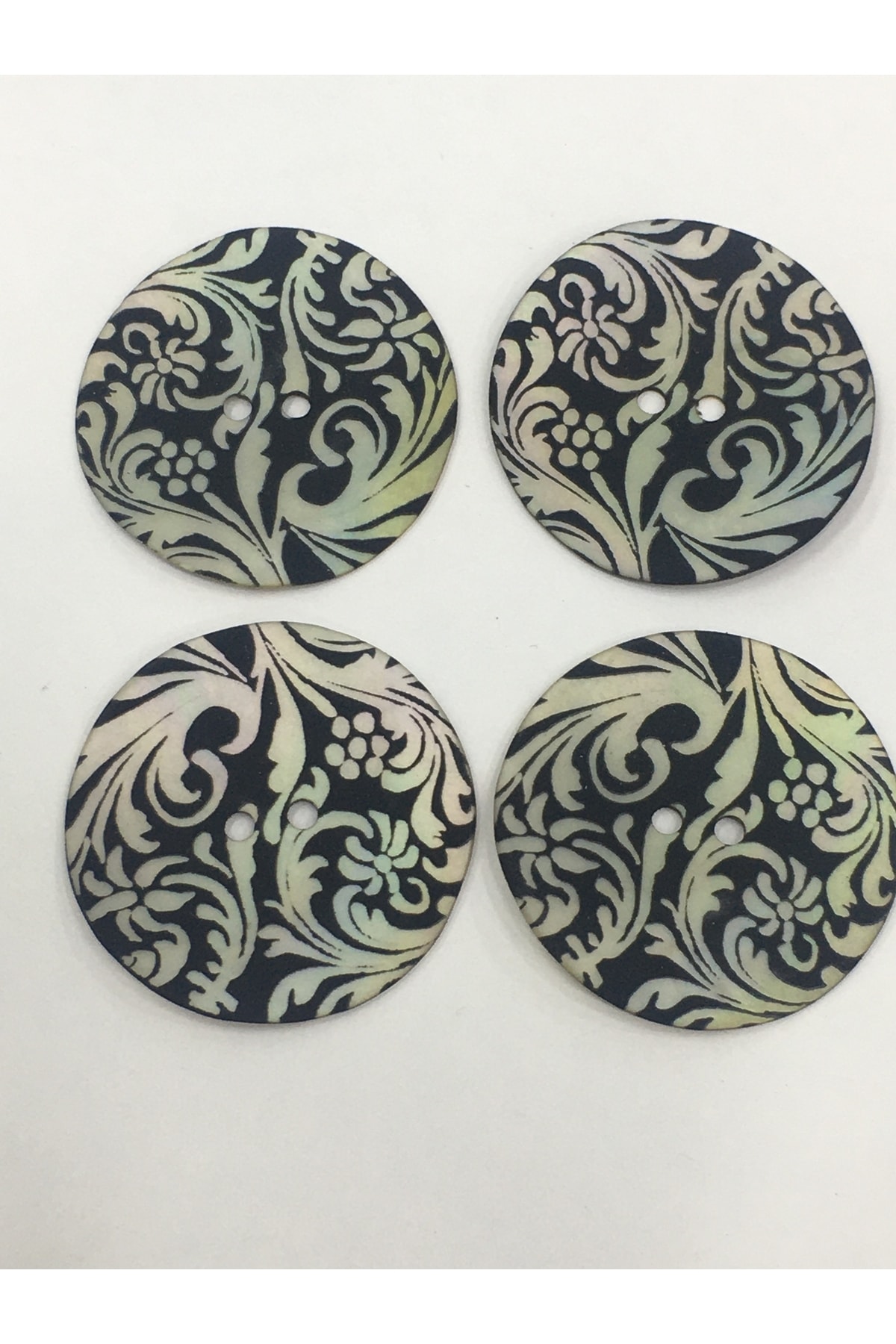 Italian Embellished Mother of Pearl Buttons Set of 4 1.5 Cm