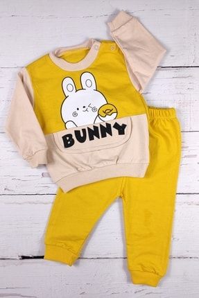Bunny Desenli Esnek Alt Üst Bebek Takımı ADA8347-018