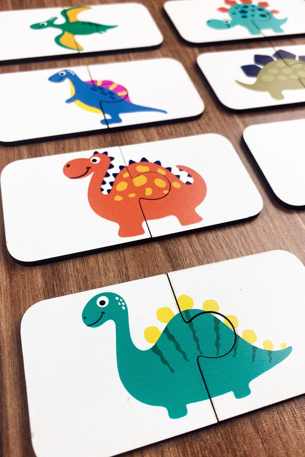 Enjoymydesign Dinozor Temalı Ahşap Iki Parçalı Eşleştirme Oyunu Okul Öncesi Bebek Eğitici Oyuncak fotoğrafı 7 (önizleme)