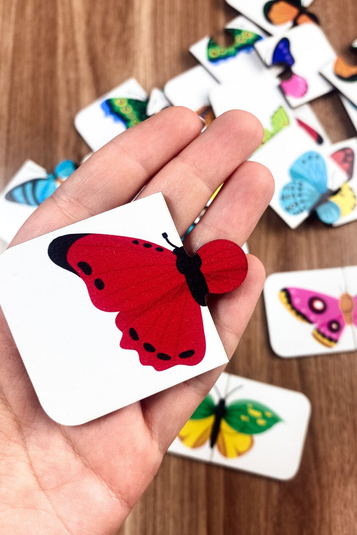 Enjoymydesign Kelebek Temalı Ahşap Iki Parçalı Eşleştirme Oyunu Okul Öncesi Bebek Eğitici Oyuncak fotoğrafı 5 (önizleme)