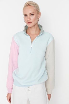 Çok Renkli Peluş Basic Örme Sweatshirt TWOAW23SW00268