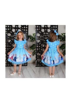 Kız Çocuk Mavi Karlar Ülkesi Elsa Prenses Elbisesi ELSA12