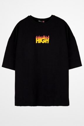 High Siyah Oversize Unisex Tshirt 816E0780