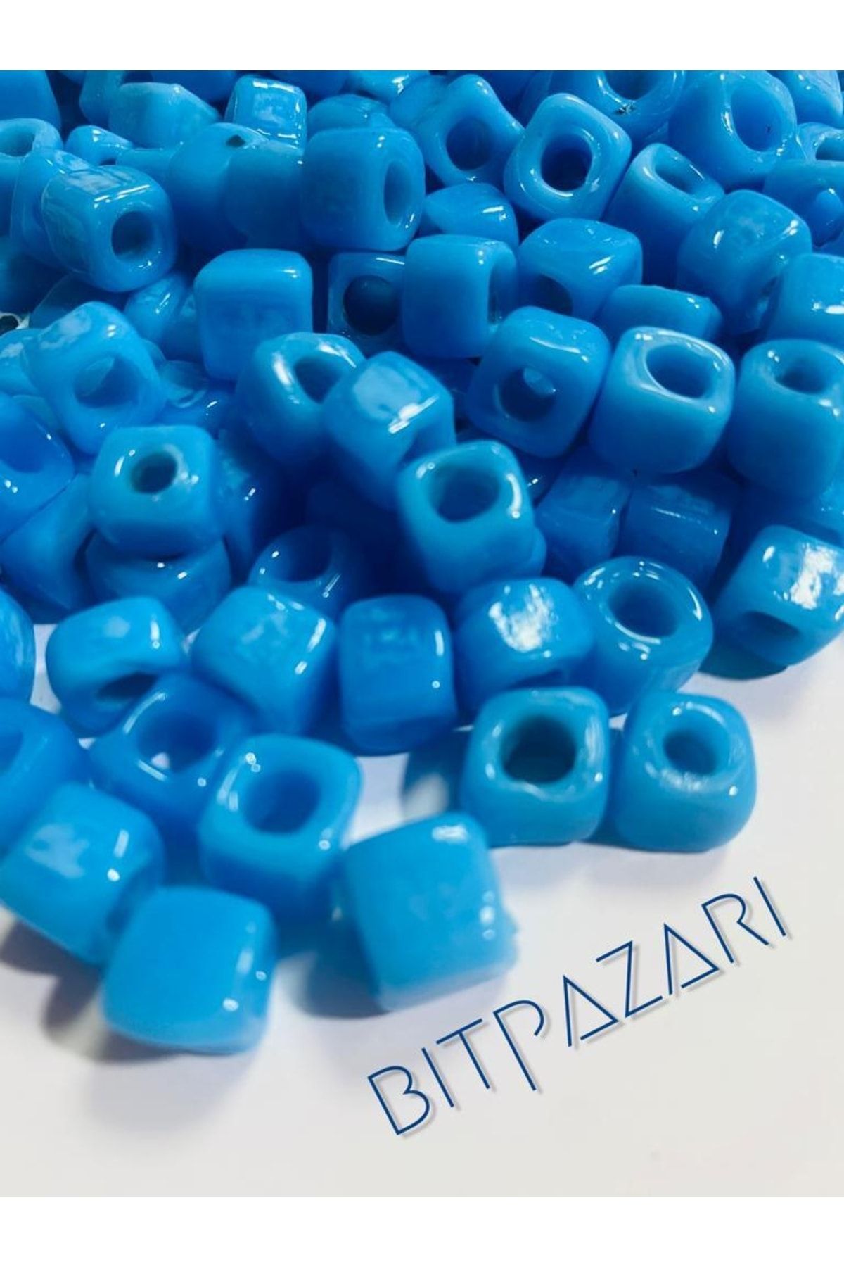 tebrikcim Turquoise Square Glass Beads Jewelry Beads 10mm