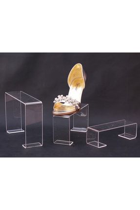 Ayakkabı Teşhir Standı Üçlü Merdiven Set Şeffaf Pleksi Malzeme - 10 Set M001