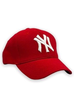 Kaliteli Model Logo Beyaz Unisex Ayarlanabilir Kırmızı Ny Şapka beyzbol-lacos-kumaş-krmz