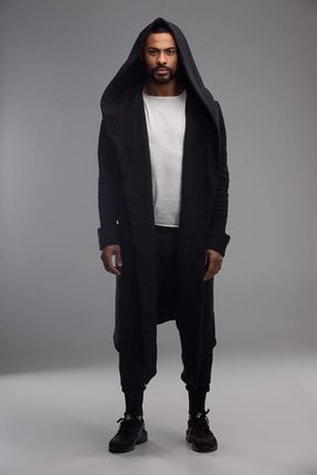 Erkek Siyah Özel Tarz Sweatshirt Ceket Yelek 5017 HCKTECKYK