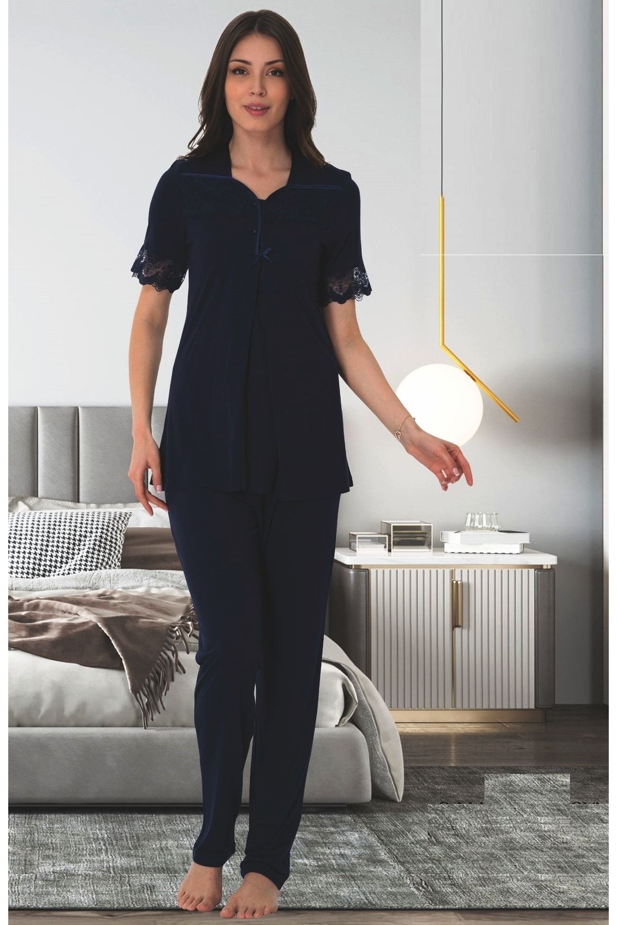 by İGP Set De Pijamale Cu Mânecă Scurtă Pentru Gravidă Pentru Gravidă Femeie - 2XL