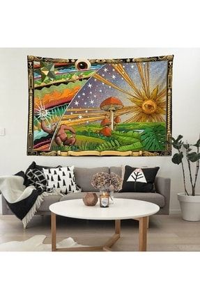 Güneş Psychedelic Mantar Duvar Örtüsü Duvar Halısı Tapestry Halısı GüneşPsychedelicMantar