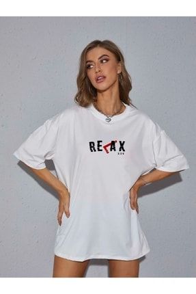 Kadın Relax Beyaz Oversize Tshirt CANDELRELAXASH