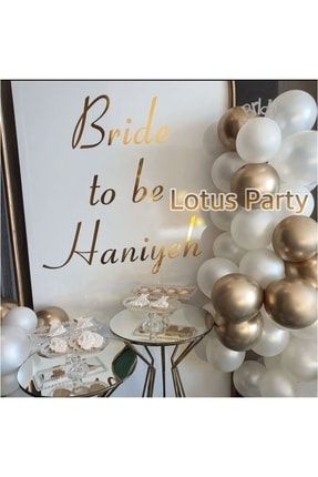 30 Adet - Bride To Be Temalı Balon Zinciri Seti ( Beyaz - Krom Gold Balon ) LTS-BLN0575