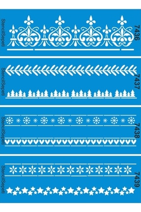 StencilSepeti 4'lü Kenar Seti - Stencil Boyama Şablonu 10x30cm