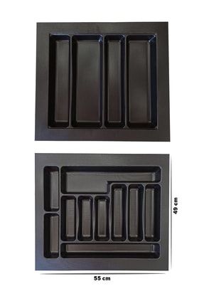 2'li Set Çekmece Içi Düzenleyici Kaşıklık Ve Kepçelik 55x49 Cm Kesilebilir Sert Plastik Siyah 55x49 SET SİYAH RENK